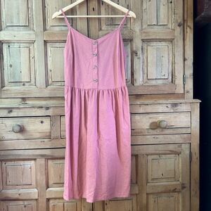 Esmara Blush Pink Tank Top Dress Peplum Waist Button Front Smocked Summer Size 8